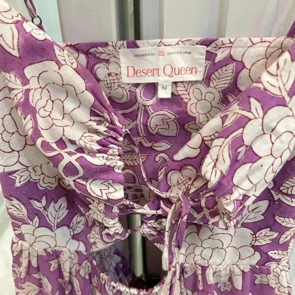 Dress with tie up pulls | size xs/34 | lilac and white - Picture 6 of 13